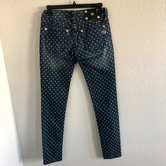 MISS ME polka dot skinny stretch jeans 26 - Picture 6 of 8